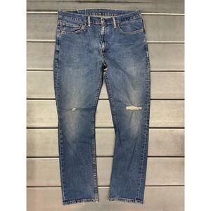 Levis 511 Jeans Mens 34x30 Blue Medium Wash Denim Slim Straight Distressed